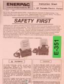 Enerpac-Enerpac 1/2 hp, Pump Operations PUD-1100B/E Instructions Repair Parts Wiring Manual 1992-PUD-1100B/E-01